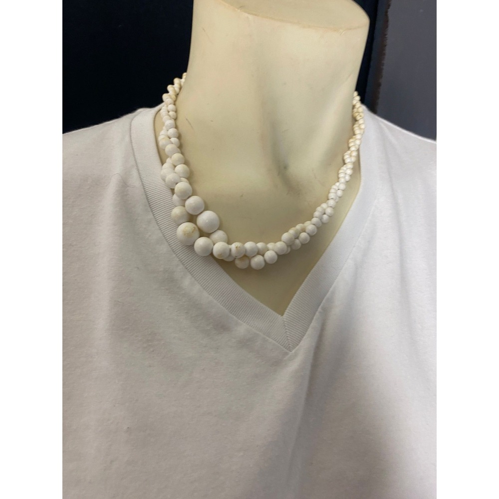 Boho White Seed Bead Necklace Twisted Rope Style Statement Necklace